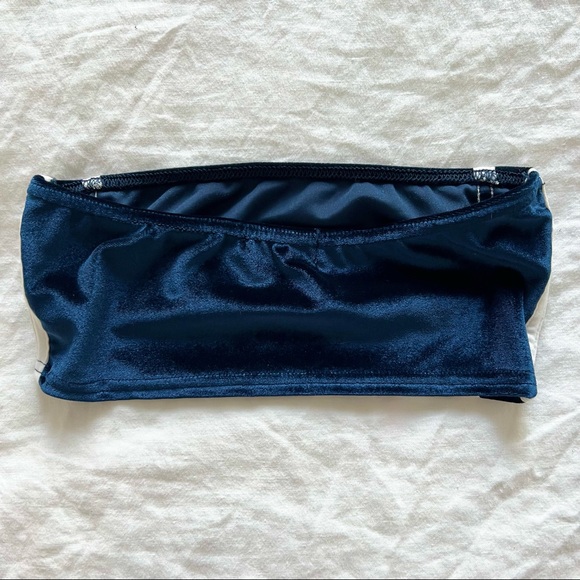 FASHIONKILLA Blue Velour Tube Top and High Waist Flare Pant with White Stripes - Picture 9 of 13